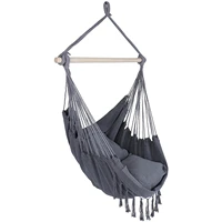 large handwoven cotton hammock chair max weight 330 lbs boho chair with fringe tassels for indoor outdoor