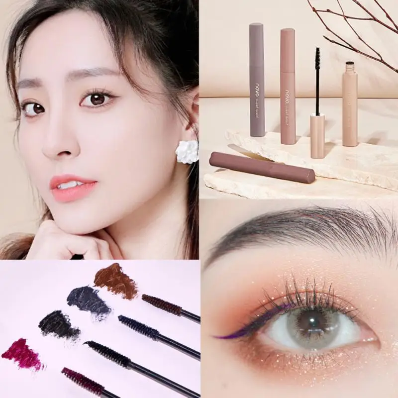 

NOVO Mascara Curl Thick Lengthening Eyelash Mascara Waterproof Non-smudge Brown Natural Curling Fine Brush Mascara Makeup