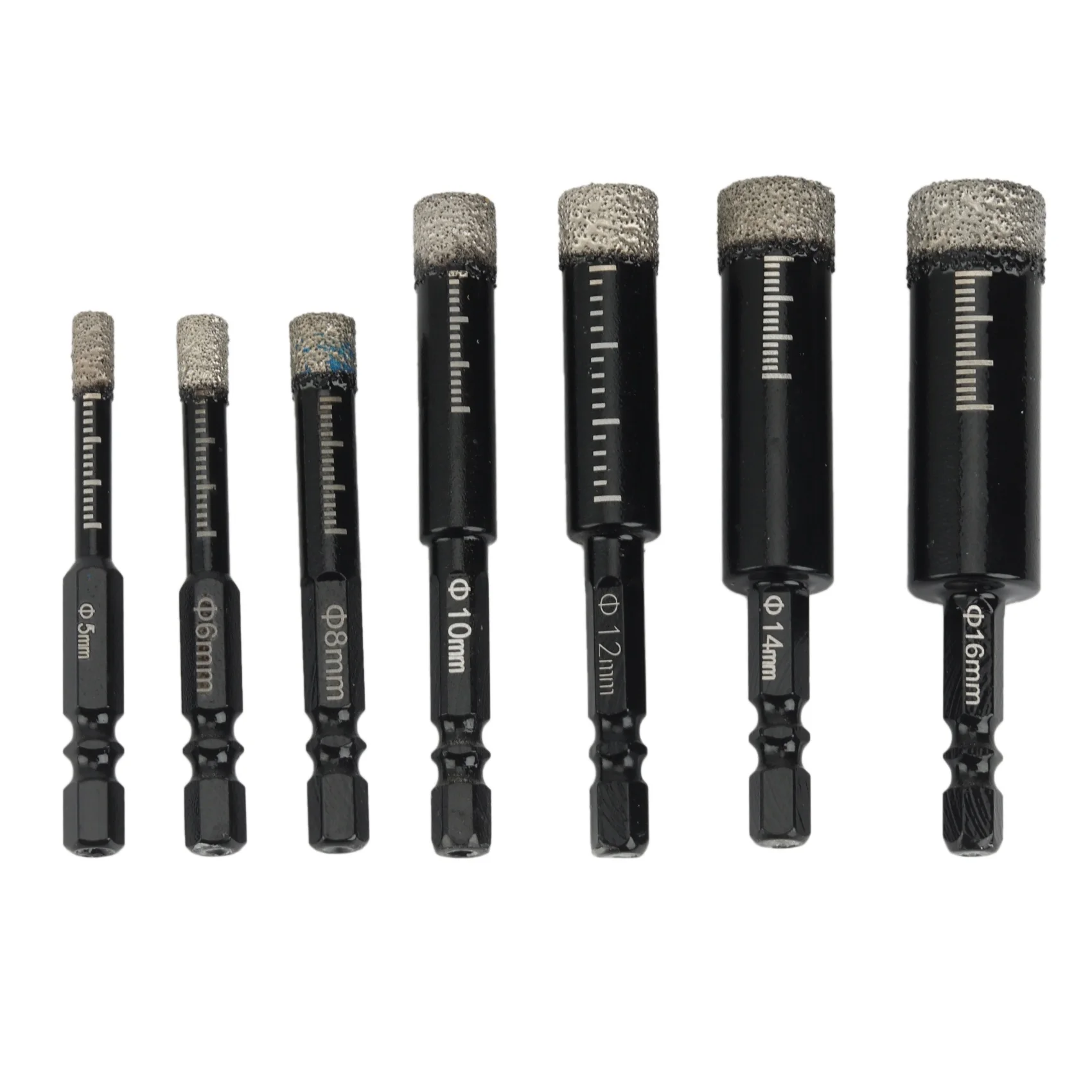 

7Pcs Brazed Diamond Dry Drill Bits Hole Saw Cutter for Granite Marble Ceramic Tile Glass 5/6/8/10/12/14/16Mm