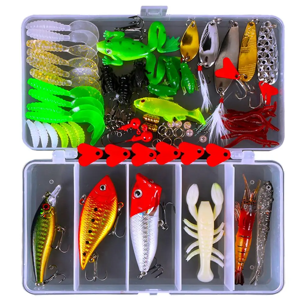 

78 Pcs Fishing Lures Kit With Tackle Box For Saltwater Freshwater Fishing Accessories For Bass Trout Salmon 17.9 X 9.2 X 2.9cm