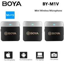 BOYA BY-M1V Wireless Lapel Microphone for Camera Mobile Phone iPhone Android Type-C Lavalier Mic Youtube Recording Streaming