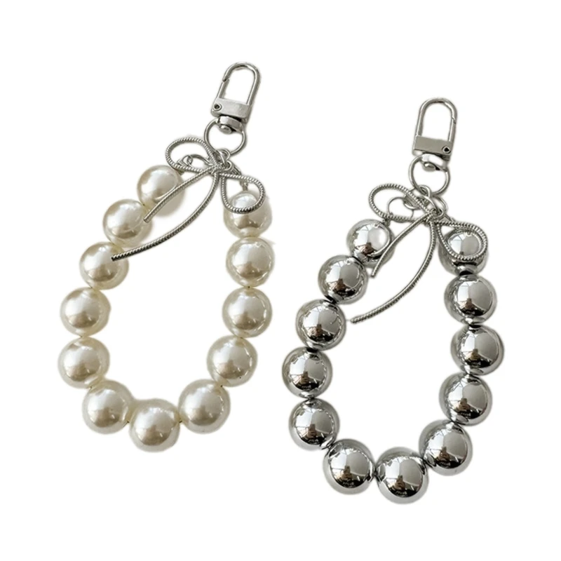 Брелок-обруч с бантом и жемчугом кулон милое подвесное украшение подвеска для