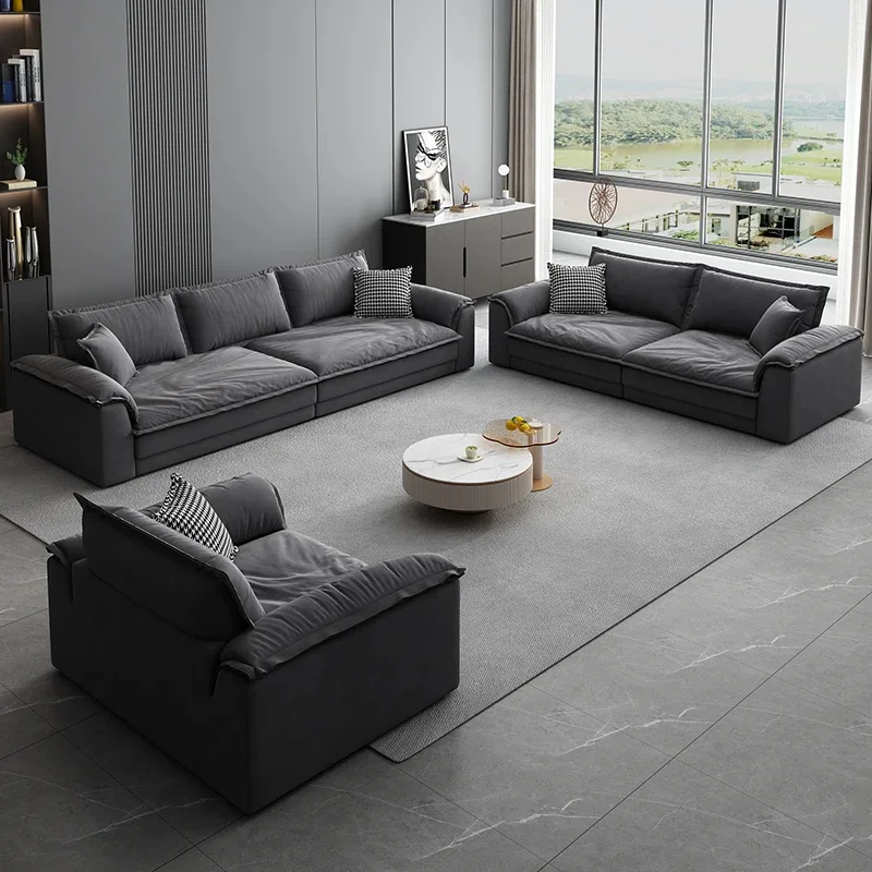 Поддержка черных диванов для гостиной минималистичный натуральный итальянский