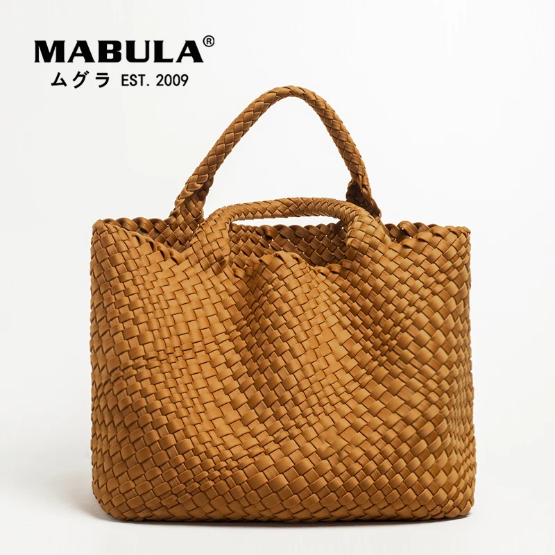 

MABULA Unisex Neoprene Woven Tote Handbag Set 2 pcs For Women 13" Zip Laptop Work Bag Casual Big Capacity Satchel With Wallet