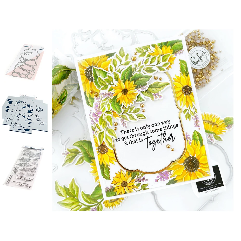 

Sunflowers Washi Metal Cutting Dies Stamps Stencil Set Diy Paper Scrapbooking Diary Decoration Handmade Greeting Card Embossing
