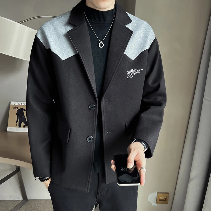 

Модный простой пиджак, модный Качественный костюм премиум-класса, повседневный свободный блейзер для свиданий, повседневный студенческий мужской Молодежный элегантный корейский стиль
