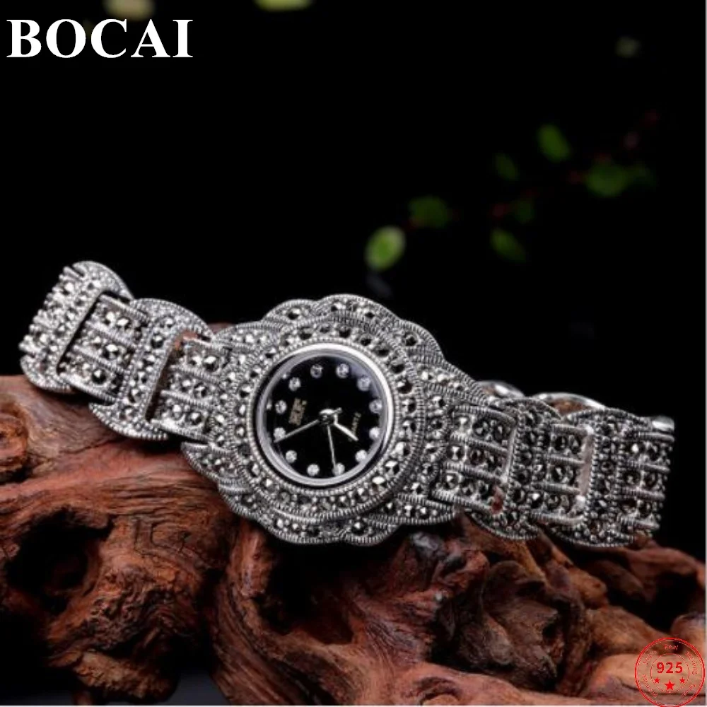 

BOCAI S925 Sterling Silver Bracelets for Women Men Thai Silver Watchband Pure Argentum Watch-strap Jewelry Free Shipping