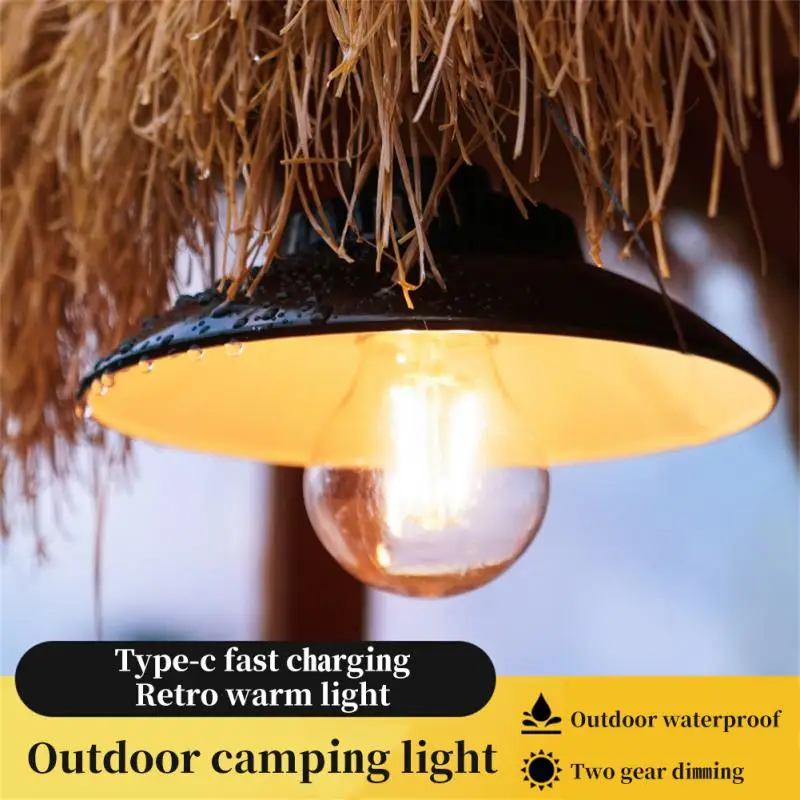 

Camping Lantern Waterproof LED Camping Light USB Rechargeable Tent Lights with Hook for Hiking Fishing Travel Retro Hanging Lamp