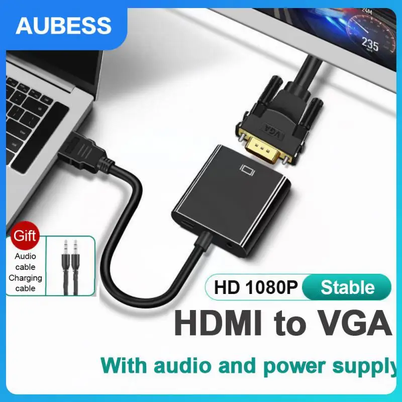 

HDMI-compatible Adapter Hd 1080p Portable HDMI-compatible To Vga Cable With Power Supply With Audio Converter Laptop Accessories