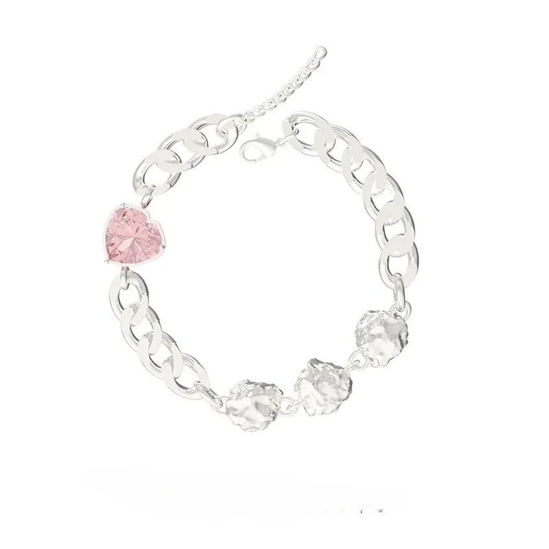 

Love Letter Series Paper Tuan Couple Bracelet Pink Love Zircon Original Design Ins Style Advanced Light Luxury Bracelet Jewelry