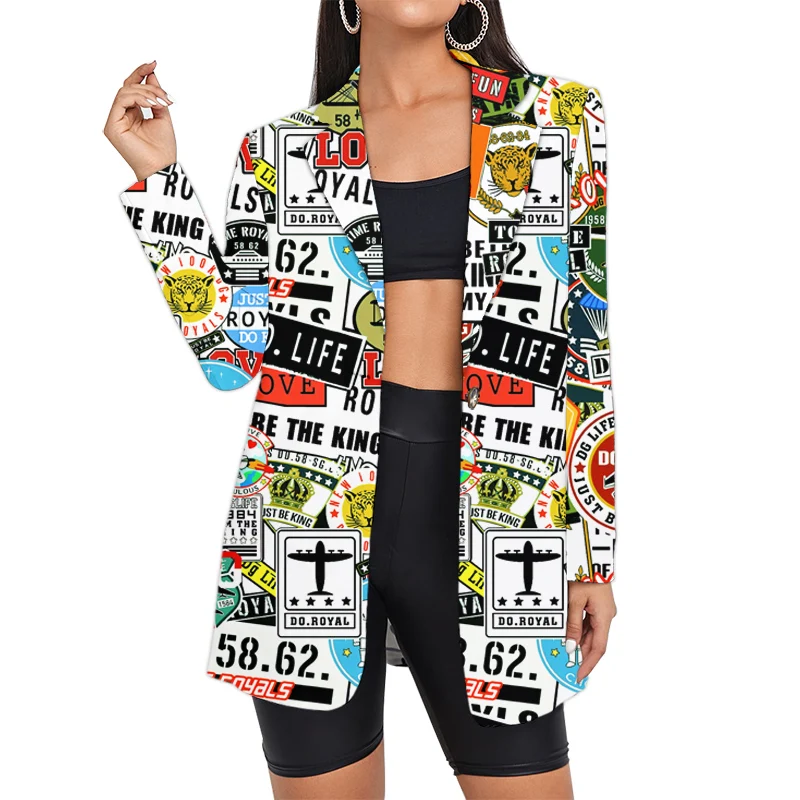 Женский блейзер OGKB с 3D-принтом Женская куртка сделай сам вашим дизайном модная