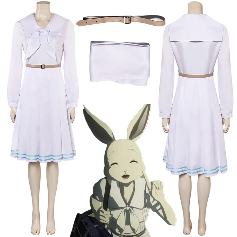 Аниме Зверь Звезды Косплей Костюм Кролик Хару Маскировка Белое Платье для Женщин