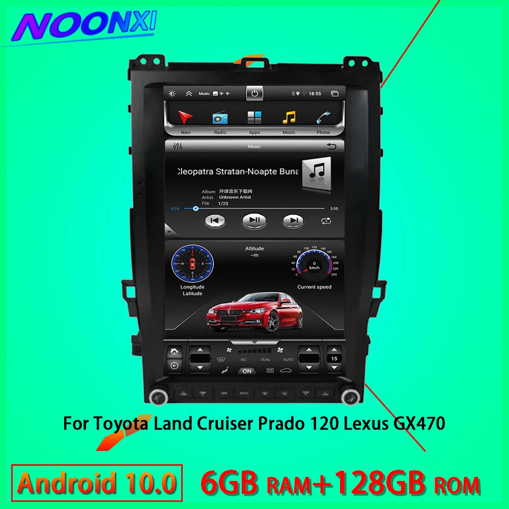 Radio con GPS para coche, reproductor de vídeo multifunción con Bluetooth, Carplay inalámbrico, Android 10, DVD, para Toyota Land Cruiser Prado 120 Lexus GX470