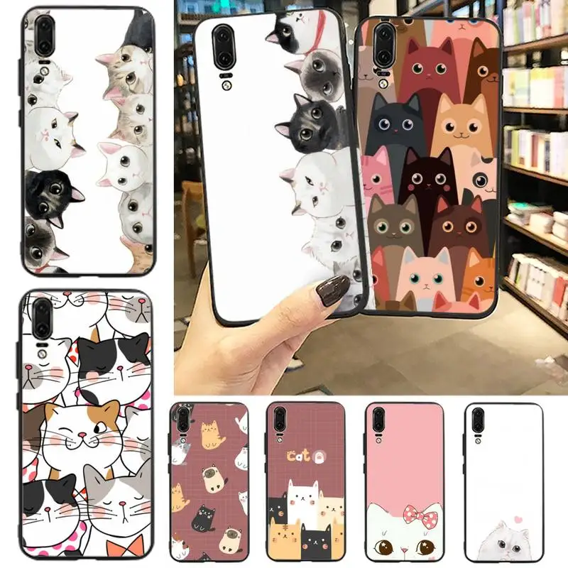 

Cat Cute Kitten Phone Case For Huawei P20 P30 P40 lite Pro P Smart 2019 Mate 10 20 Lite Pro Nova 5t