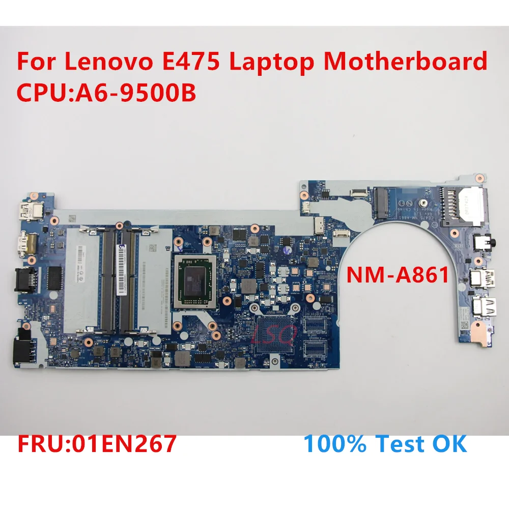 NM-A861 для ноутбука Lenovo E475 материнская плата с процессором: A6-9500B FRU:01EN267 100% ТЕСТ ОК