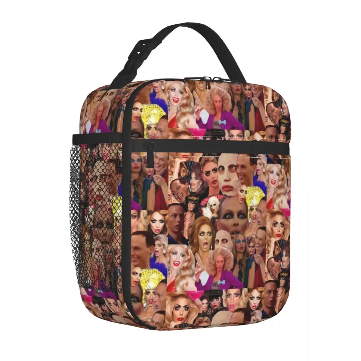 

Queens Meme Print Lunch Bag with Handle Alyssa Edwards Collage Pearl Cotton Pocket Cooler Bag Elegant Cooling Picnic Thermal Bag