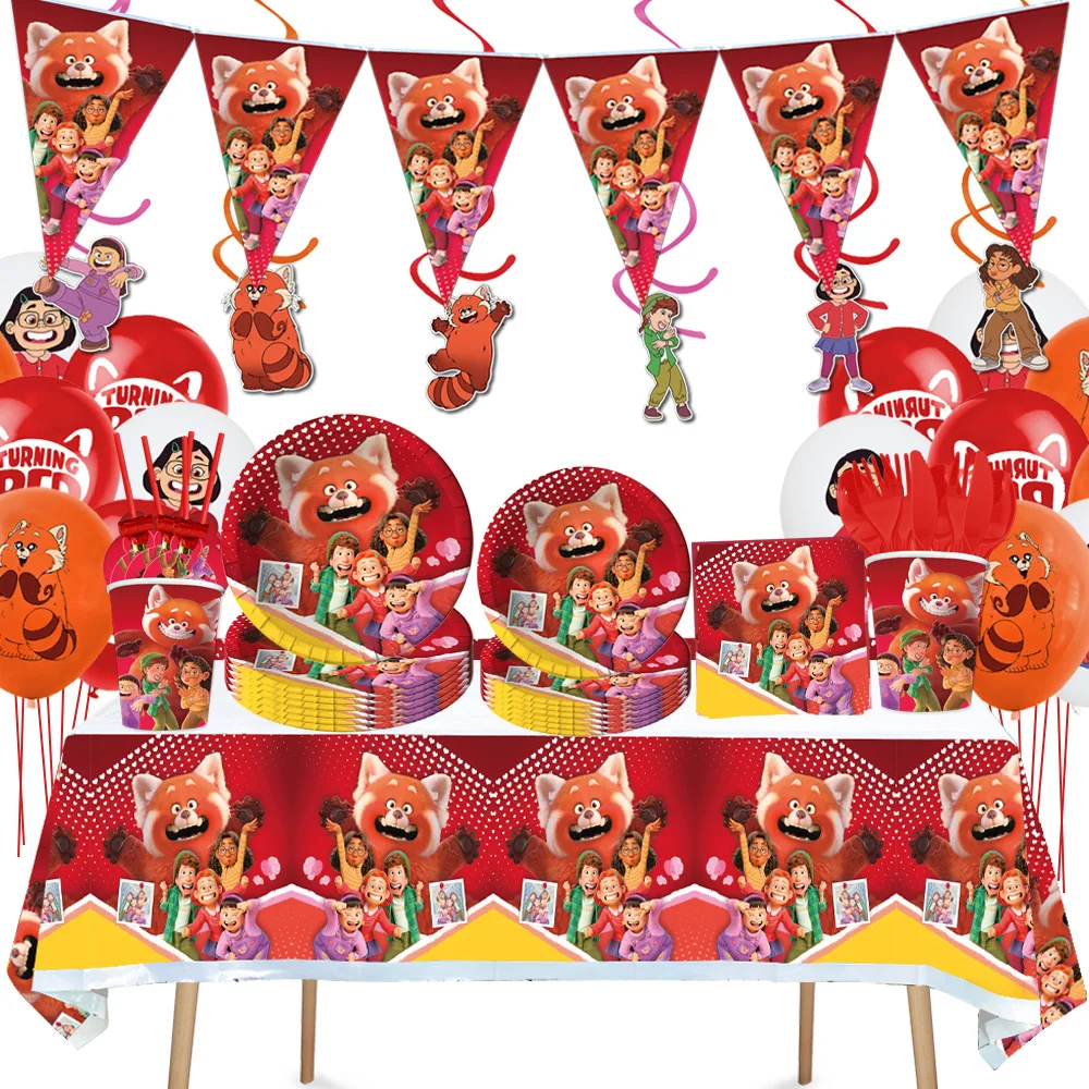 

Red Fox Birthday Party Decorations For Children Background Cloth Flag Gift Bag Tableware Disposable Party Supplies