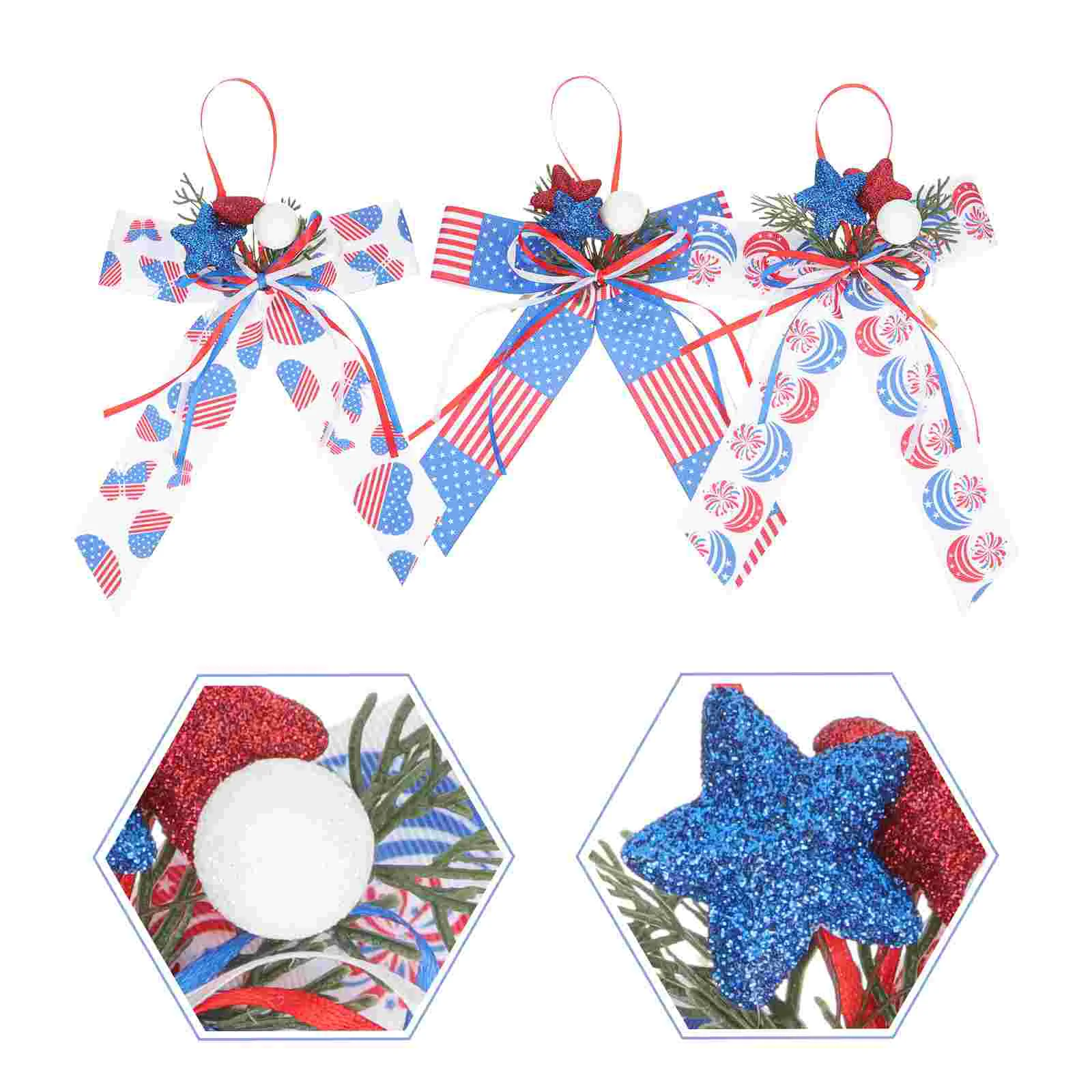 

Bow Day Wreath Bows Patriotic Independence Flag July 4Th Of Tree American Hanging Decorations Memorial Topper Stars Decor