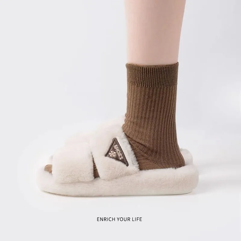 

Winter New Women's Plush Slippers Fashion Warm Home Slippers Casual Advanced Soft Sole Plush Cotton Slippers For Women