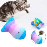 3 piece cat toy set 7 5cm colorful striped catnip fish bite proof teeth pet products interactive play toys cat accessories