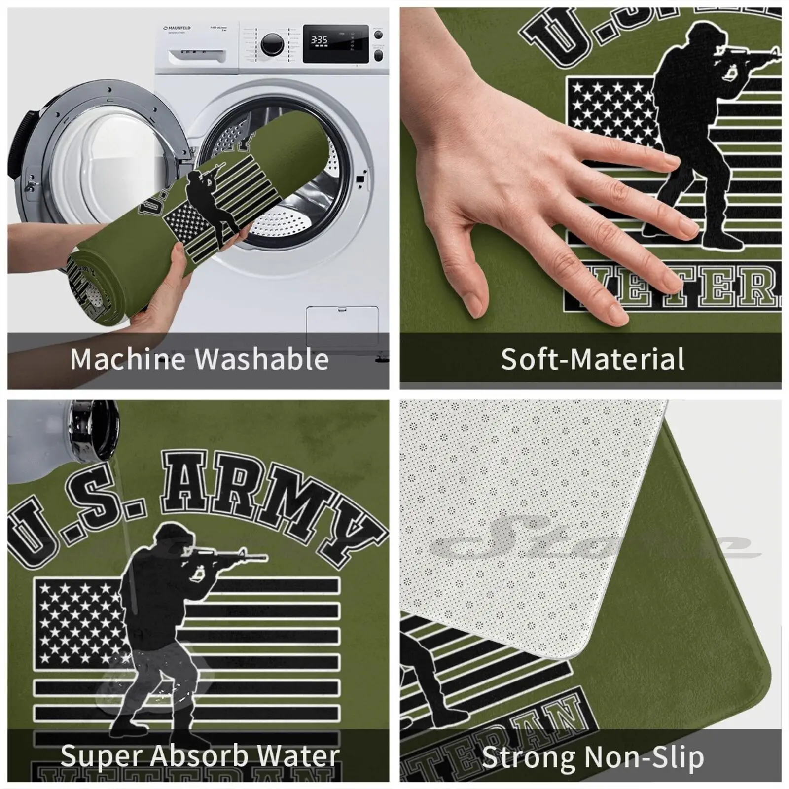 Антискользящий коврик для впитывания воды в армейском стиле США