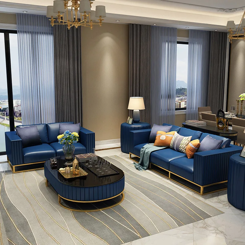 

Роскошный кожаный диван, итальянская Минималистичная мебель, итальянский Постмодернистский минималистский Комплект из трех человек для г...