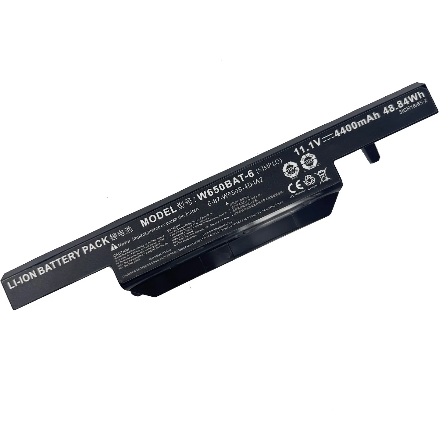 Фото Аккумулятор W650BAT-6 11.1V 4400mAh 48.84Wh для Hasee K610C/K650D/K570N/K710C/K590C/K750D, серии Clevo W650S - 6-87-W650S-4D7A2 №4
