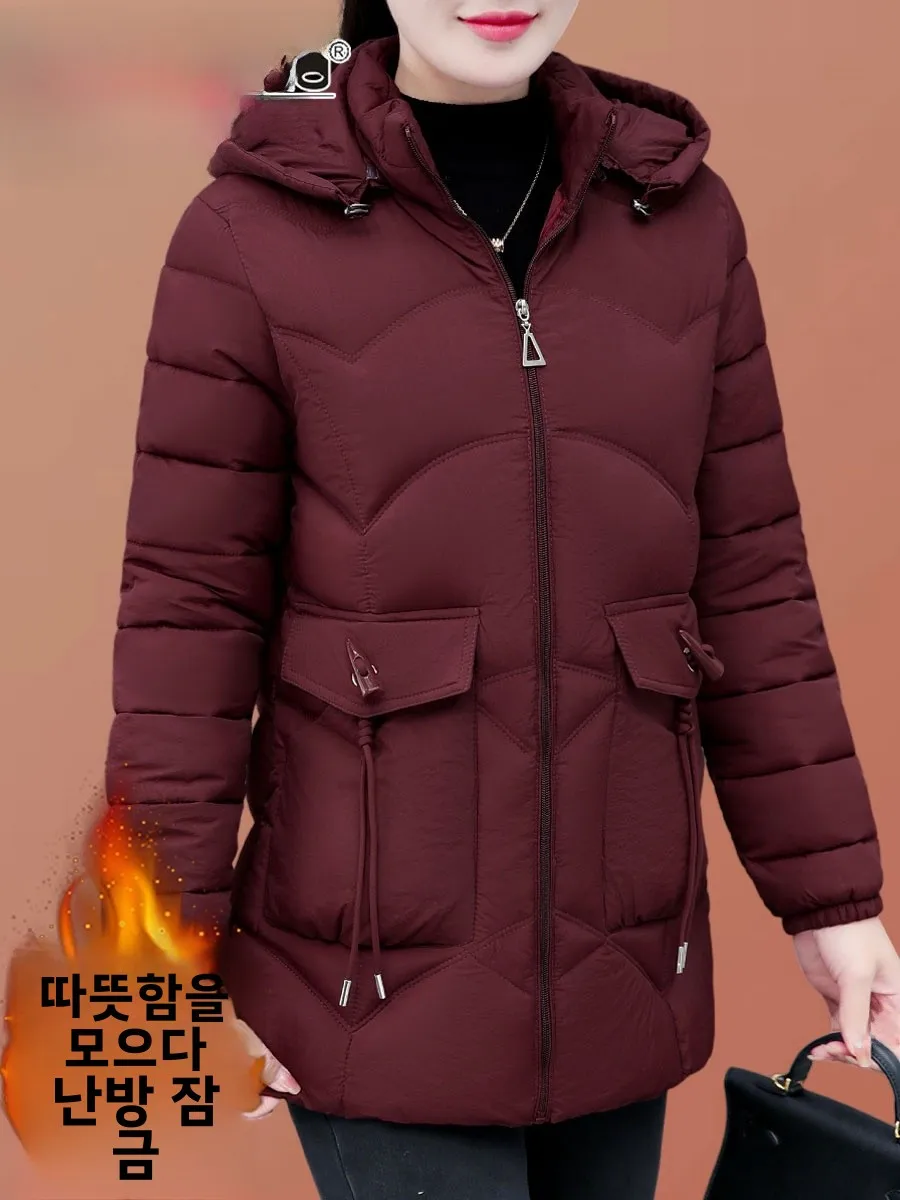 Пуховик Дятел с хлопковой подкладкой женская одежда средней длины зима 2024