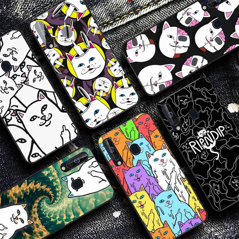 

Middle cute fingers cat-RIPNDIPS Phone Case for Samsung A51 01 50 71 21S 70 31 40 30 10 20 S E 11 91 A7 A8 2018