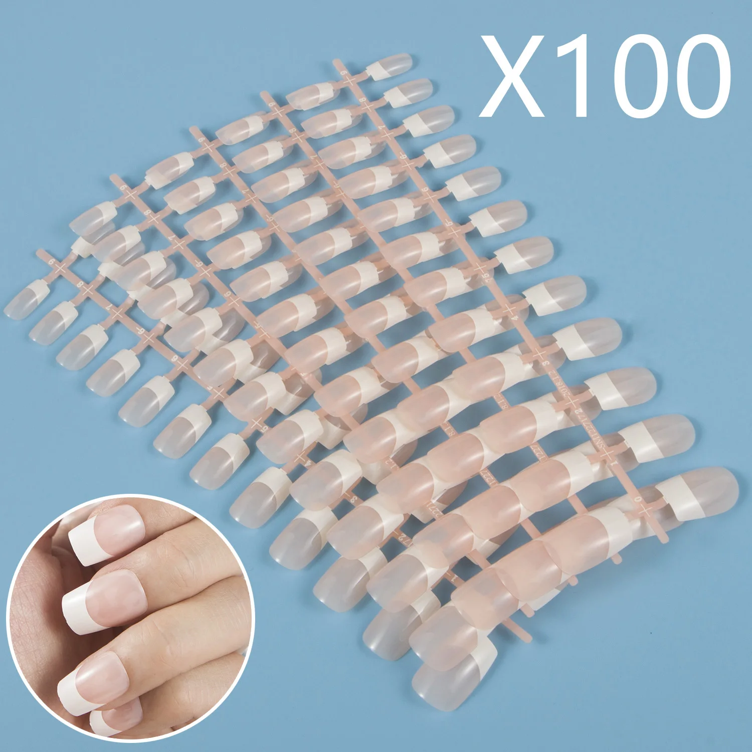 

Wholesale 100 Sets/Lot UV Coat French Style Square False Nail Tips for Press on Square Nail DIY Middle Length Full Cover Tips