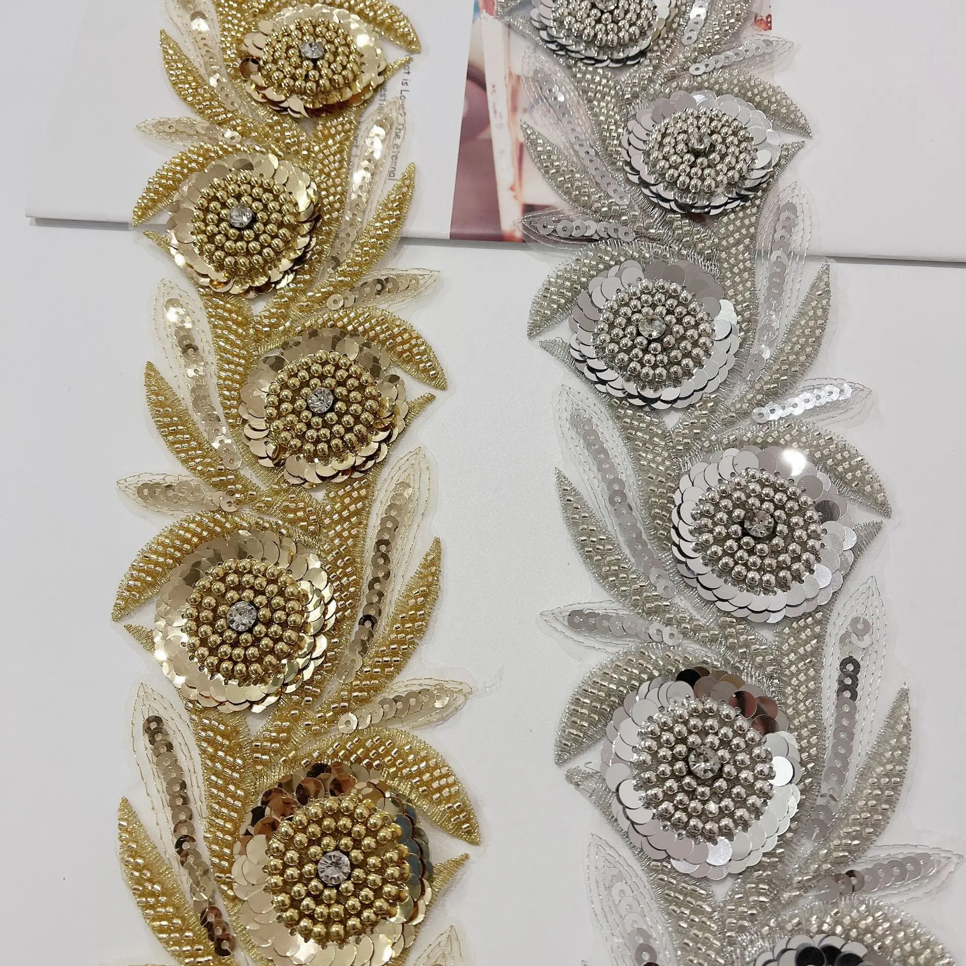 

Luxury Barcode Beads Embroidery Lace Trim Couture Materiel Accessoires Wedding Dress DIY Lace Accessories Women Evening Dresses