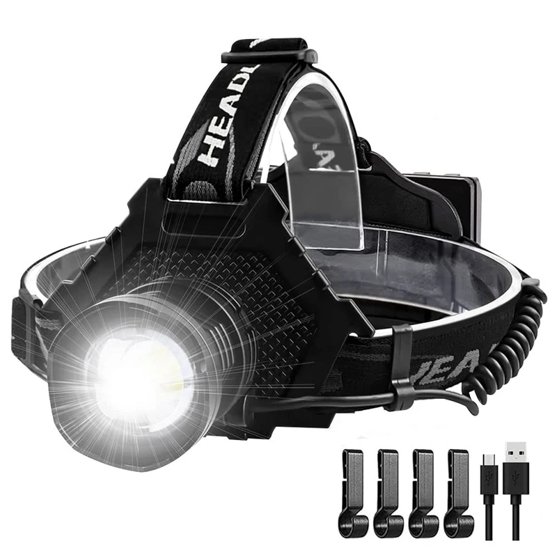 

Lightess Headlights Super Bright Zoomable Headlamp 1800Lm XM-L T6 LED Head Torch Waterproof Adjustable Head Lamp