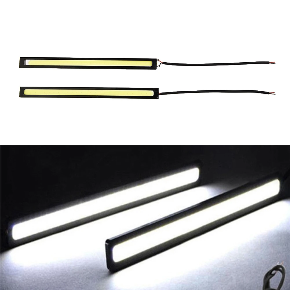 

2 Pcs Car Light Bars 17cm Waterproof Led Cob Light Stripe DC 10-12V 6W ABS For Car Racing Daytime Fog Signal Lamp Universal