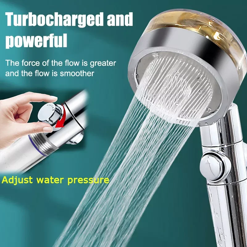 

Adjustable Water Pressure Shower Head Turbocharged Shower Sprayer Head with Filter Bathroom Handheld Pressurized Shower Nozzle