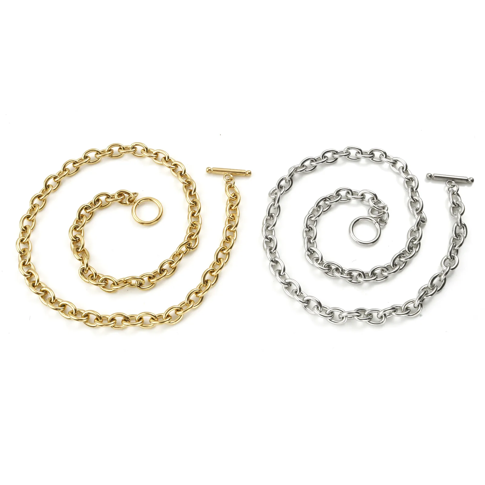 

Concise Stainless Steel Link Cable Chain Necklace For Men Jewelry Silver Color Chain Necklace Birthday Gift 44cm(17 3/8") long