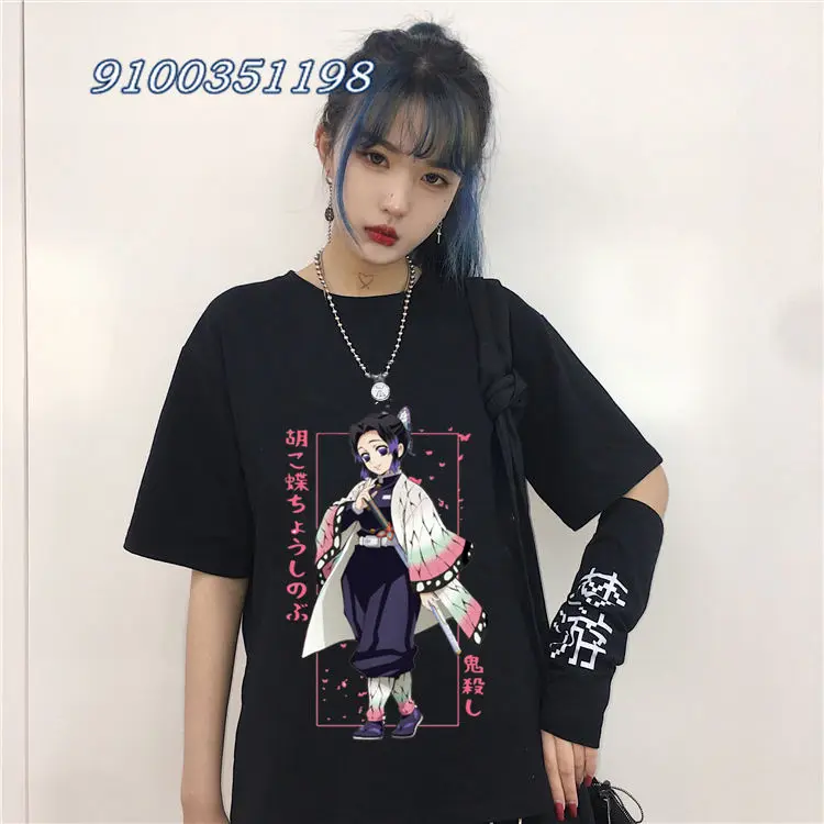 

Harajuku Anime Demon Slayer Men Women Kimetsu No Yaiba T-shirts Tops Shinobu Kocho Printed T Shirt Aesthetic Shirts Clothes