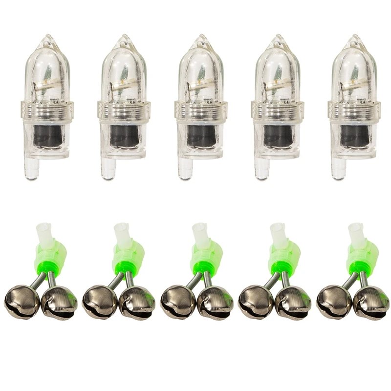 

LED Night Fishing Rod Bait Alarm Bell 10Pcs with Bells Fishing Indicator Fish Bait Alarm Portable Fishing Accessories