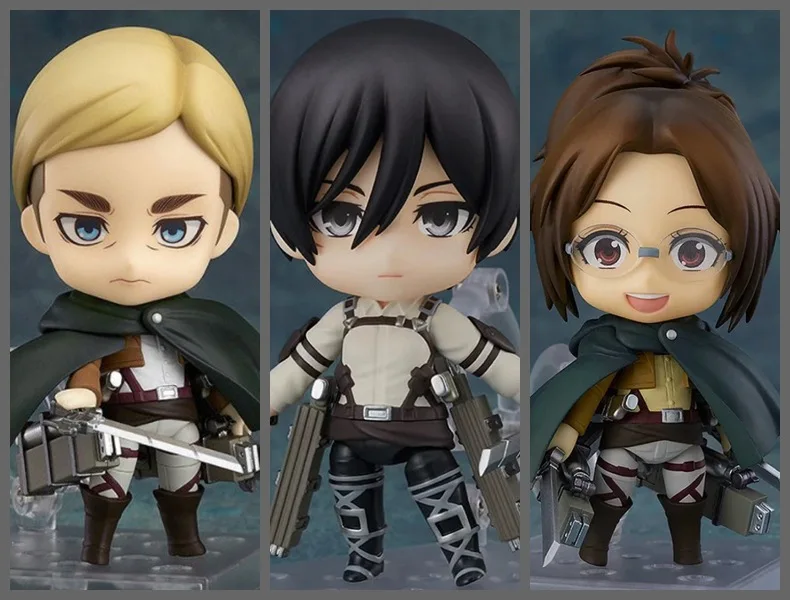 

Anime peripheral figurs Attack on Titan Q Edition 775 Erwin Smith 1123 Hange Zoe 2001 Mikasa Ackerman Changeable face hand do