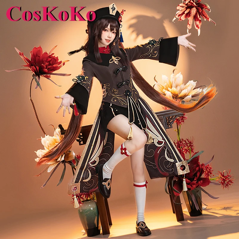 

CosKoKo Hu Tao Cosplay Costume Hot Game Genshin Impact Sweet Lovely Uniform Full Set Women Halloween Party Role Play Clothing