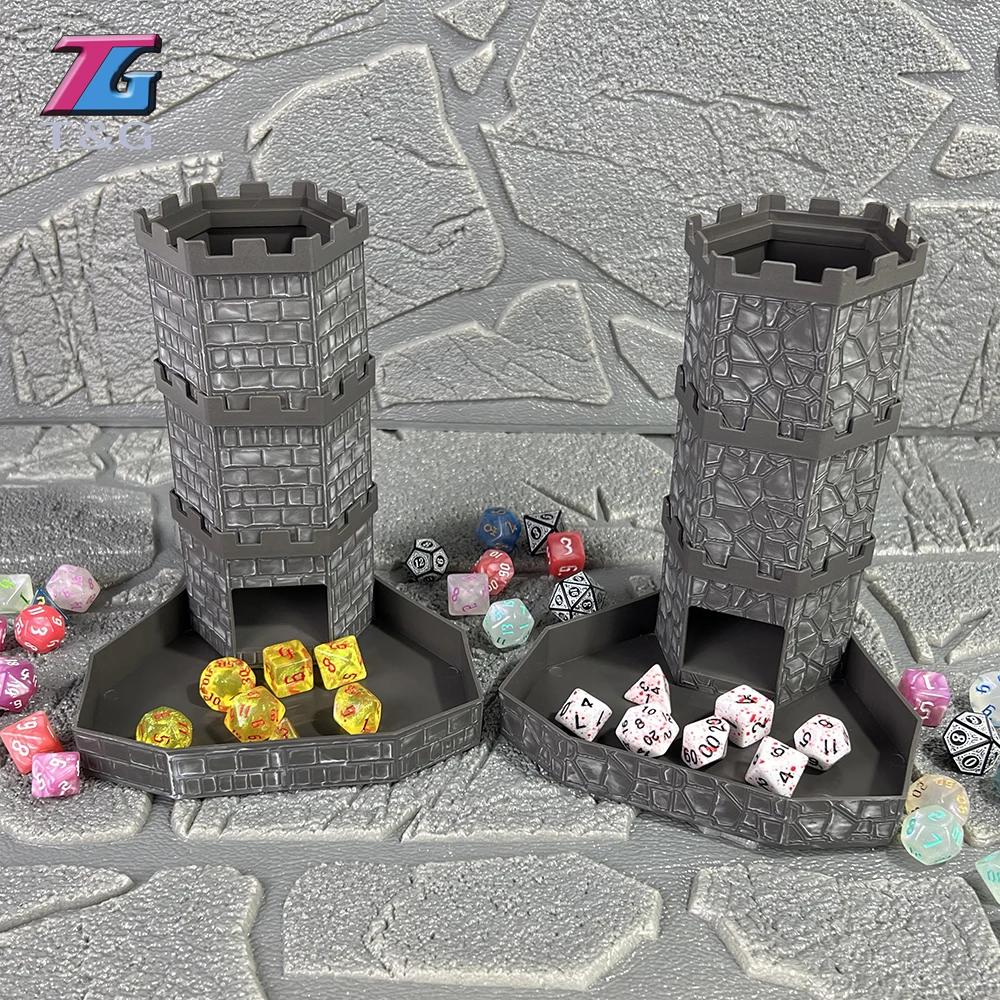 Bricks Castle Dice Tower  Dice Rolling Tray Tower - Perfect for D&D Game RPG and Tabletop Gaming Best Gift