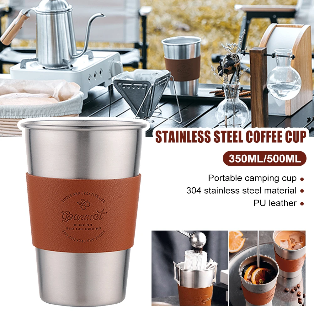 

350/500ML Portable Stainless Steel Coffee Cup Outdoor Travel Coffee Tea Milk Mugs For Home Office Hiking Camping Water Cup
