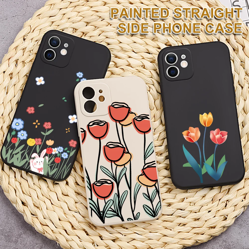 

Silicone Phone Case For OnePlus 10 Pro 9 Pro Cover Funda For OnePlus Nord 2 CE Flower Painted Protective Case For OnePlus 9RT 9R