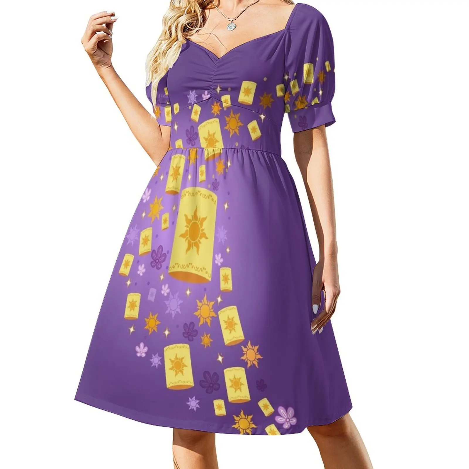 Женское летнее платье без рукавов со спутанными фонариками