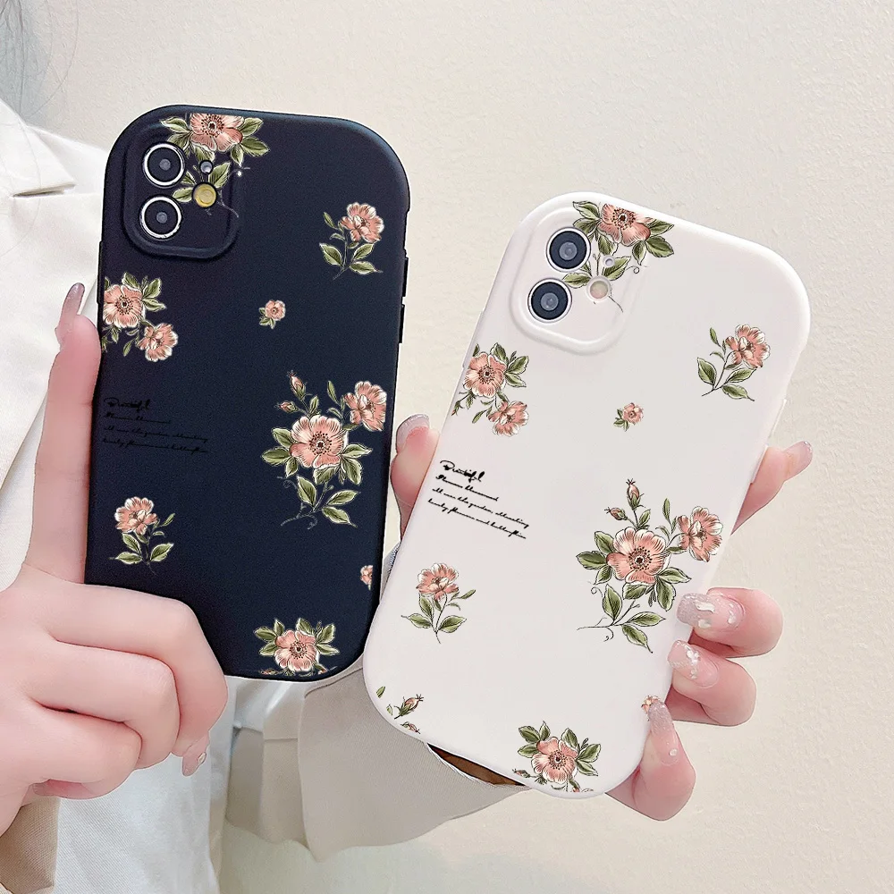 Чехол для телефона в стиле ретро с цветами iPhone 15 14 13 12 11 Pro Max X XR XS 6 7 8 Plus SE