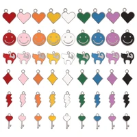 20pcs stainless steel charms color smiley heart enamel lightning key rhombus charms pendants for necklaces diy jewelry making