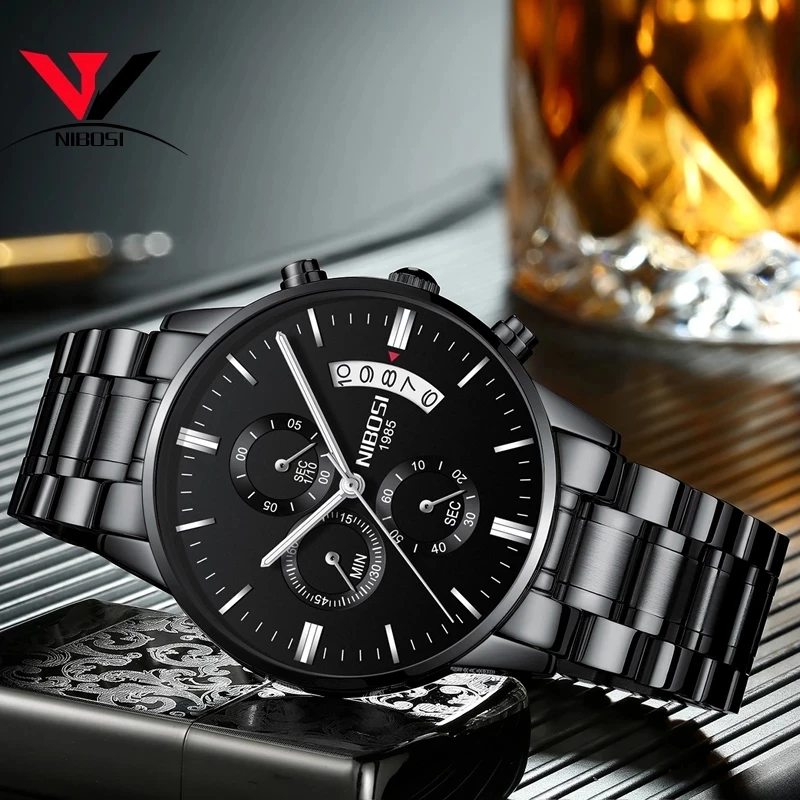 nibosi sports mens watches top brand luxury gold watch fashion relogio masculino military quartz wrist watches hot clock male free global shipping