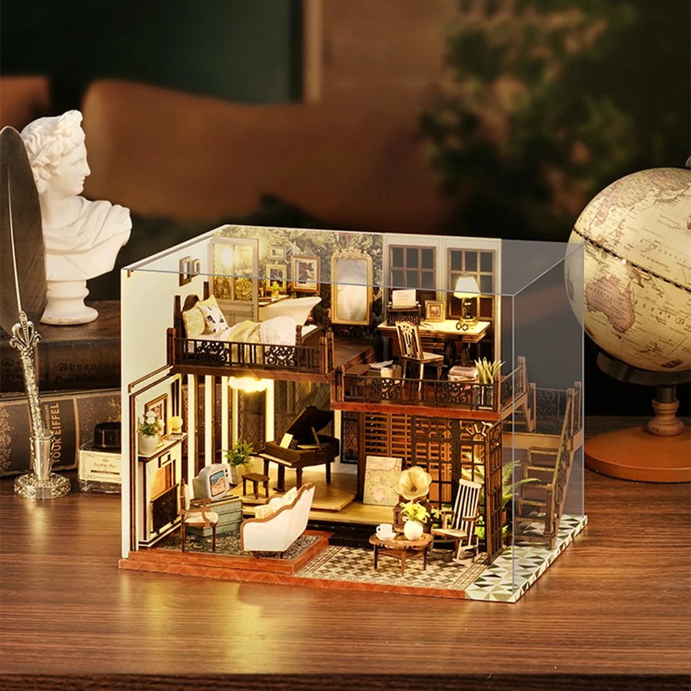 

DIY Miniature Dollhouse Diorama Toys Kids Handmade Miniature Dollhouse Puzzle Model Mini House Battery Powered Kit Birthday Gift