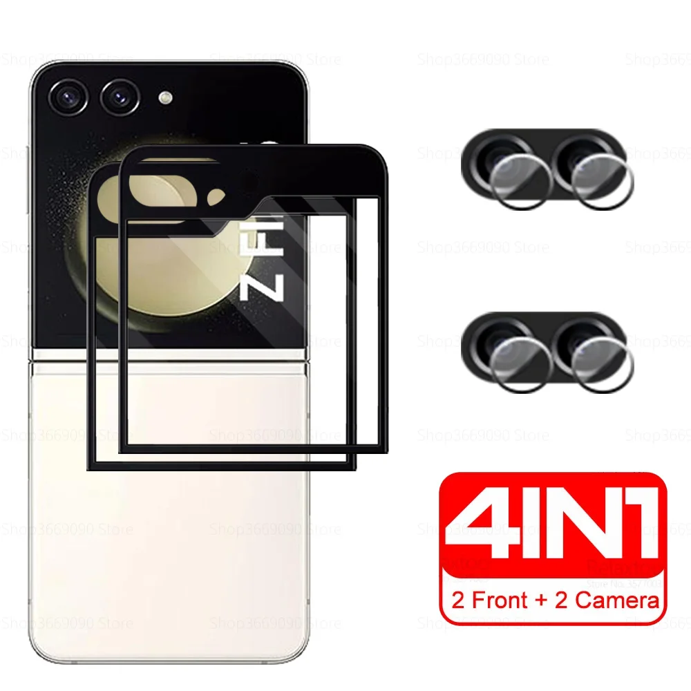 4IN1 Temperd Glass For Samsung Galaxy Z Flip 5 Flip5 zFlip5 Back Screen Protector Camera Lens Film Anti-scratch Protective Film