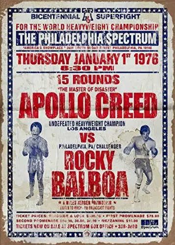 

Retro Metal Tin Sign Vintage Thursday January 1st 1976 Apollo Creed Vs Rocky Balboa Aluminum Sign for Home Coffee Wall Decor 8x1
