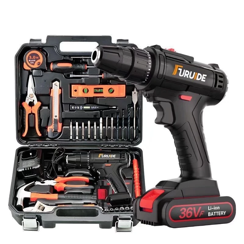 Купи 2022 New Household multifunctional lithium electric drill, electric screwdriver, electric carpenter set, hardware tool box за 245 рублей в магазине AliExpress